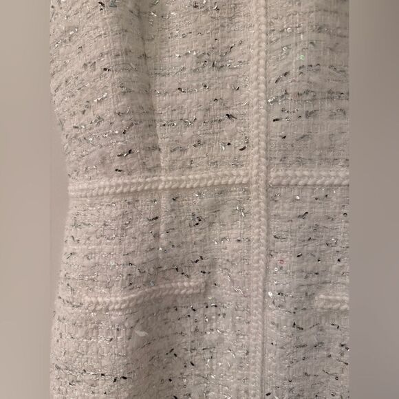 NWOT Milly Raven Feather-Trim Metallic Tweed Minidress, US4/UK8 - Picture 10 of 16